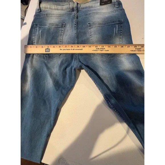 NWT --- Denim House Jeans Womens W32 L32 Distressed Skinny Frayed Hem Blue NWT-- - Picture 5 of 13